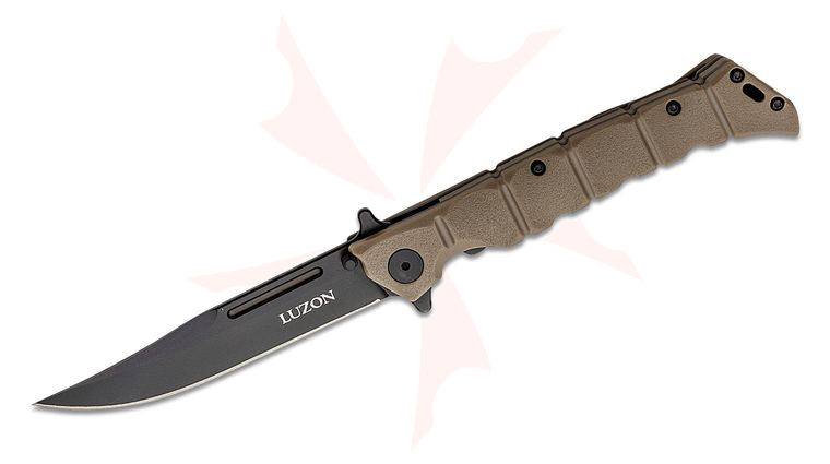 Cold Steel 20NQL-DEBK Medium Luzon Flipper Knife 4 inch Black Plain Blade, FDE GFN Handles