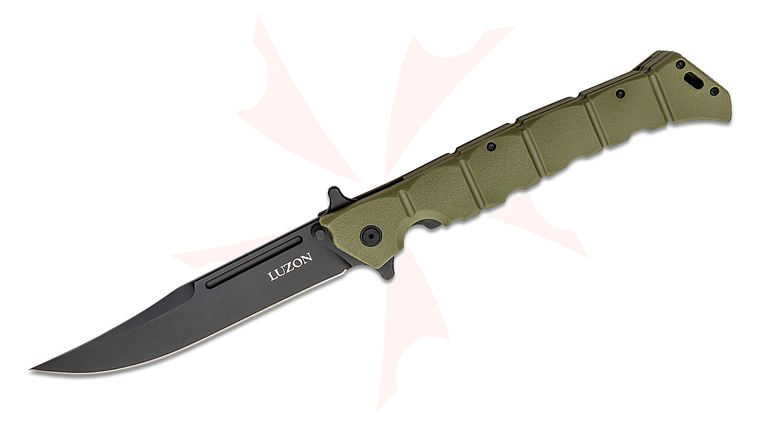 Cold Steel 20NQX-ODBK Large Luzon Flipper Knife 6 inch Black Clip Point Blade, OD Green GFN Handles