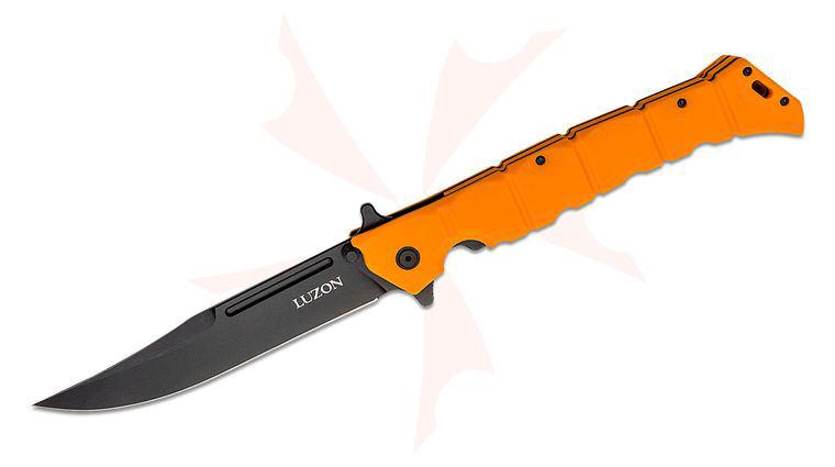 Cold Steel 20NQX-ORBK Large Luzon Flipper Knife 6 inch Black Clip Point Blade, Orange GFN Handles