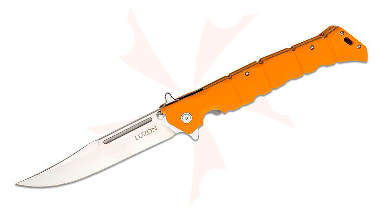 Cold Steel 20NQX-ORST Large Luzon Flipper Knife 6 inch Satin Clip Point Blade, Orange GFN Handles