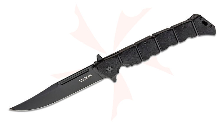 Cold Steel 20NQX-BKBK Large Luzon Flipper Knife 6 inch Black Clip Point Blade, Black GFN Handles