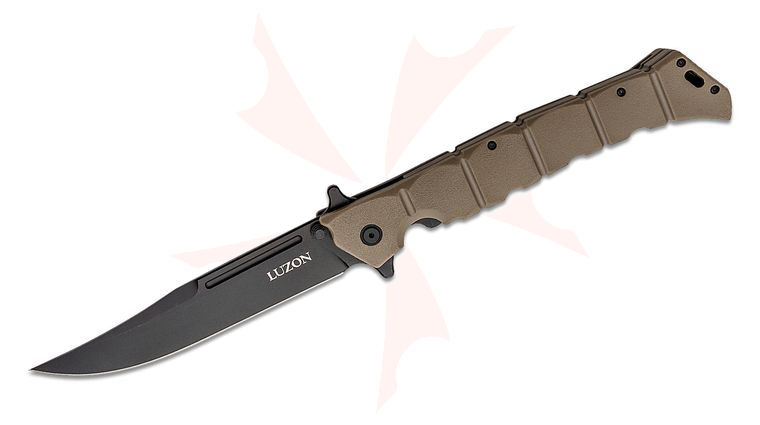 Cold Steel 20NQX-DEBK Large Luzon Flipper Knife 6 inch Black Clip Point Blade, FDE GFN Handles