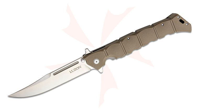 Cold Steel 20NQX-DEST Large Luzon Flipper Knife 6 inch Satin Clip Point Blade, FDE GFN Handles