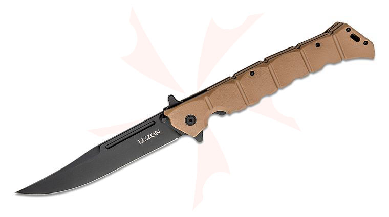 Cold Steel 20NQX-DTBK Large Luzon Flipper Knife 6 inch Black Clip Point Blade, Desert Tan GFN Handles