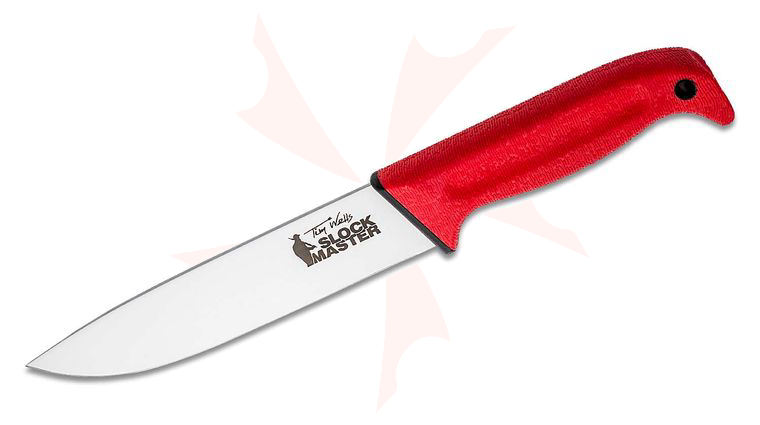 Cold Steel 20VSTW Tim Wells Slock Master Commercial Series Scalper Fixed Blade Knife 6.5 inch 4116 Stainless, Red Kray-Ex Handle, Zytel Sheath