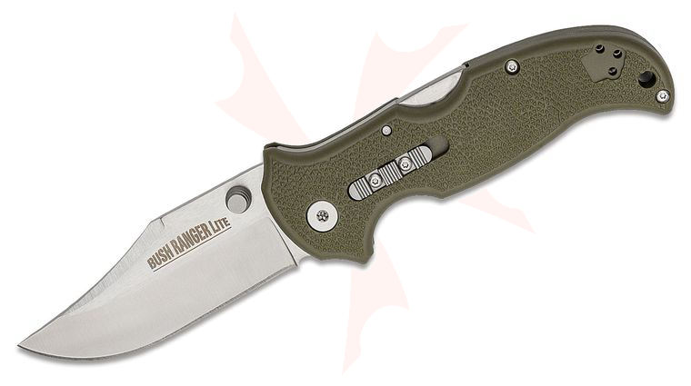Cold Steel 21A Bush Ranger Lite Folding Knife 3.5 inch Plain Blade, OD Green GFN Handles