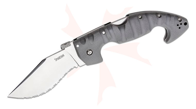 Cold Steel 21SS Spartan Folding Kopis Knife 4.5 inch Japanese AUS-10A Stonewashed Serrated Blade, Griv-Ex Handles