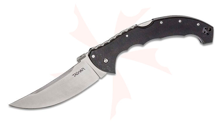 Cold Steel 21TBX Talwar Folding Knife 5.5 inch S35VN Satin Plain Blade, Black G10 Handles