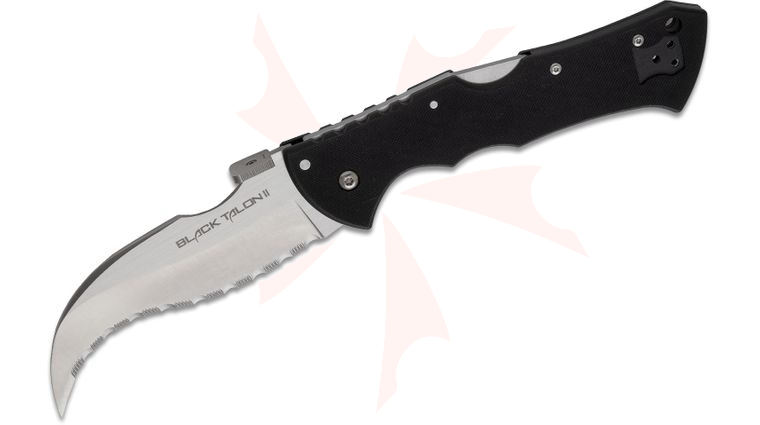 Cold Steel 22BS Black Talon II Folding Knife 4 inch S35VN Serrated Blade, Black G10 Handles