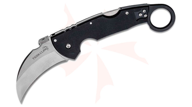 Cold Steel 22C Tiger Claw Karambit Folding Knife 3 inch S35VN Plain Blade, Black G10 Handles
