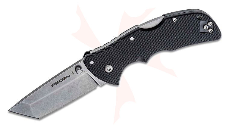 Cold Steel 27BAT Mini Recon 1 Tanto Folding Knife 3 inch Japanese AUS-10A Stonewashed Plain Blade, GRN Handles