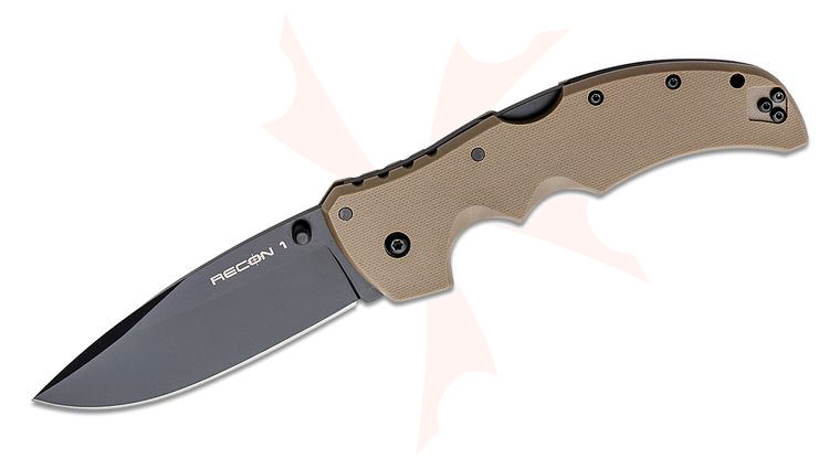 Cold Steel 27BS-DEBK Recon 1 Spear Point Folding Knife 4 inch S35VN Black DLC Plain Blade, Flat Dark Earth G10 Handles