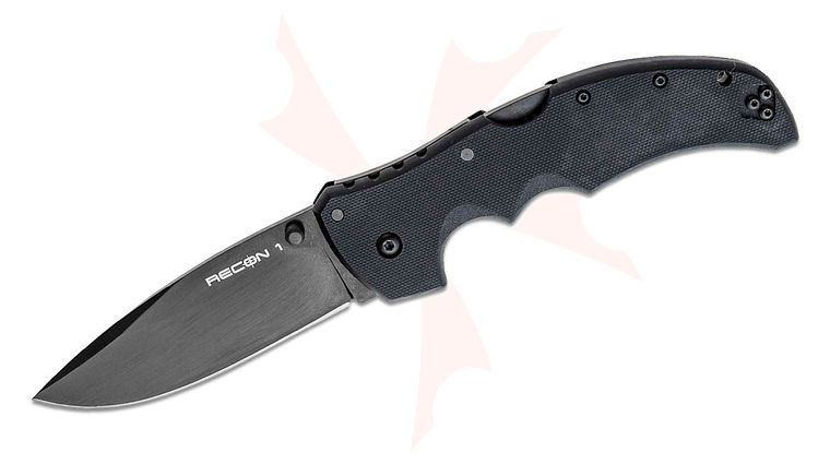 Cold Steel 27BS Recon 1 Spear Point Folding Knife 4 inch S35VN Black DLC Plain Blade, Black G10 Handles