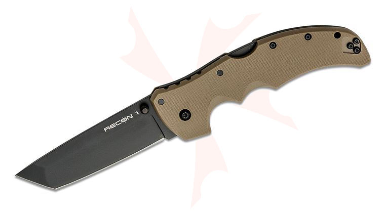 Cold Steel 27BT-DEBK Recon 1 Tanto Folding Knife 4 inch S35VN Black DLC Plain Blade, Flat Dark Earth G10 Handles