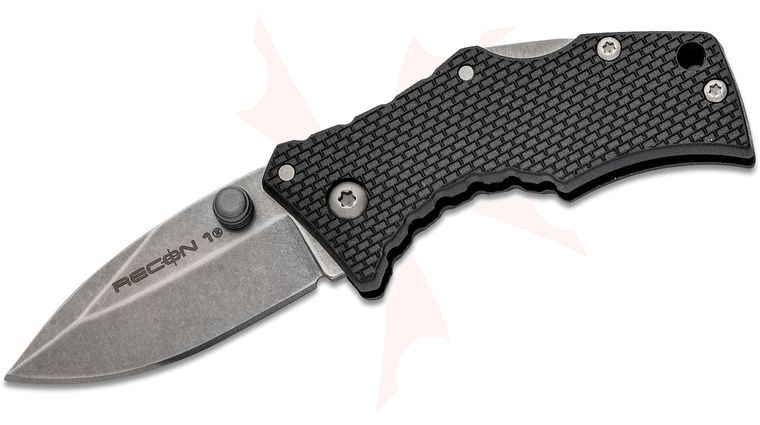 Cold Steel 27DS Micro Recon 1 Spear Point Folding Knife 2 inch 4034 Stonewashed Plain Blade, Griv-Ex Handles