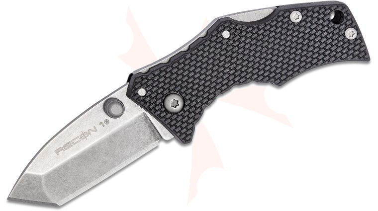 Cold Steel 27DT Micro Recon 1 Tanto Folding Knife 2 inch 4034 Stonewashed Plain Blade, Griv-Ex Handles