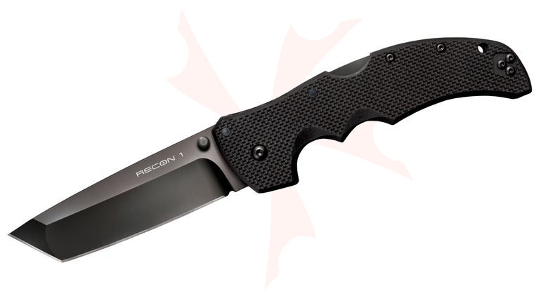 Cold Steel 27BT Recon 1 Tanto Folding Knife 4 inch S35VN Black DLC Plain Blade, Black G10 Handles