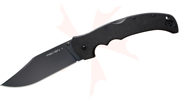 Cold Steel 27TXLC XL Recon 1 Tri-Ad Lock Folding Knife 5.5 inch CTS-XHP Black PVD Clip Point Blade, Black G10 Handles