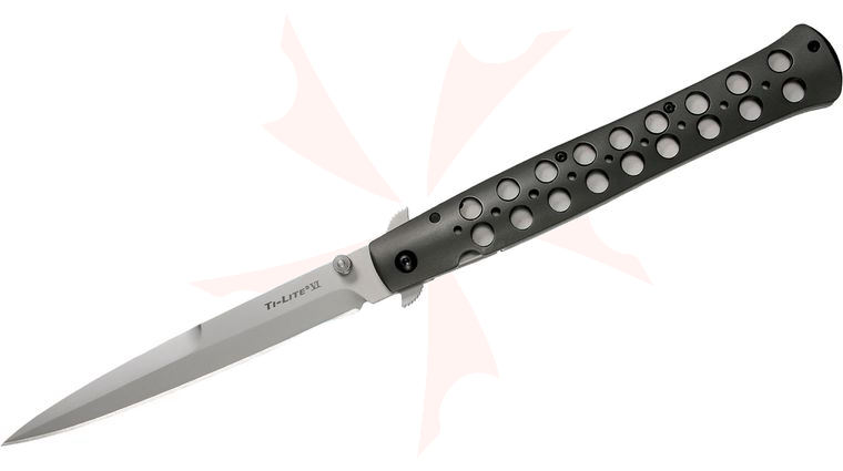 Cold Steel 26ACSTX Ti-Lite Folding Knife 6 inch CTS-XHP Bead Blast Plain Blade, Aluminum Handles