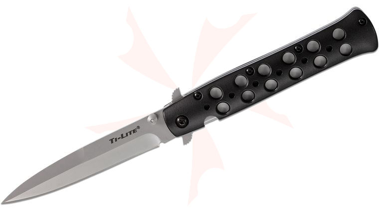 Cold Steel 26B4 Ti-Lite Flipper Knife 4 inch S35VN Plain Blade, Black Aluminum Handles
