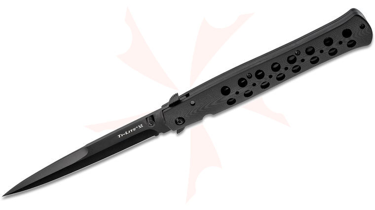 Cold Steel 26C6 Ti-Lite Flipper Knife 6 inch S35VN Plain Blade, Black G10 Handles