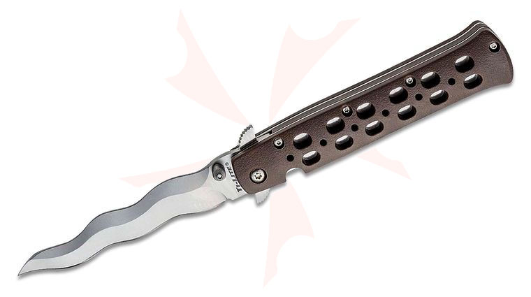 Cold Steel 26SK4 Kris Ti-Lite Flipper Knife 4 inch Japanese AUS-10A Kris Blade, FDE Griv-Ex Handles