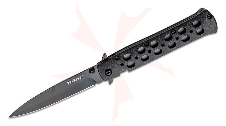 Cold Steel 26SP-BKBK Ti-Lite Flipper Knife 4 inch Black Plain Blade, Black Zy-Ex Handles
