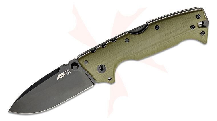 Cold Steel 28DD-ODBK Demko AD-10 Folding Knife 3.5 inch S35VN Black Drop Point Blade, Contoured OD Green G10 Handles