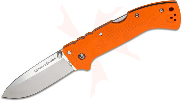 Cold Steel 30URY Ultimate Hunter Folding Knife 3.5 inch S35VN Satin Blade, Blaze Orange G10 Handles