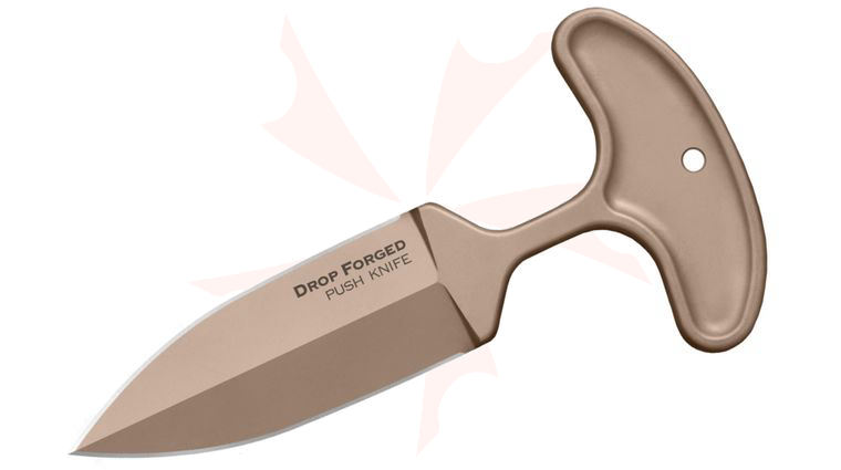 Cold Steel 36ME Drop Forged Push Dagger Fixed 4 inch 52100 Carbon Tan Double Edge Blade, Secure-Ex Sheath