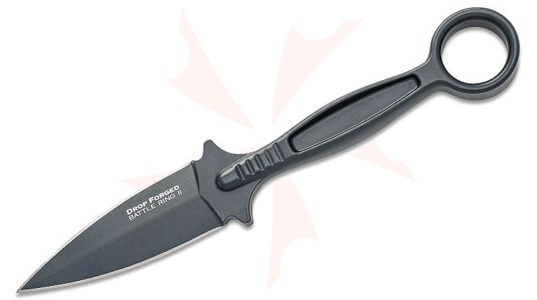 Cold Steel 36MF Drop Forged Battle Ring 2 Fixed Blade Knife 3.5 inch 52100 Carbon Double Edge, Secure-Ex Sheath with Ulti-Clip