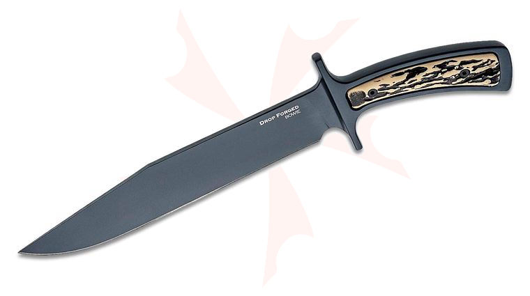 Cold Steel 36MK Drop Forged Bowie Fixed Blade Knife 9.5 inch 52100 Carbon Steel, Faux Stag Handles, Secure-Ex Sheath