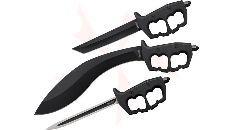 Cold Steel Chaos Tanto, Kukri and Stiletto Tactical Fixed Blade Knife Bundle Set - 80NT, 80NTK, 80NTST