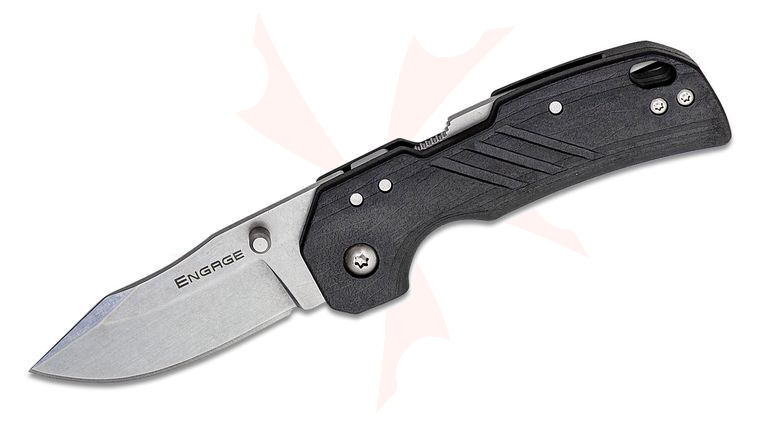 Cold Steel Engage ATLAS Lock Folding Knife 2.5 inch 4116 Stonewashed Clip Point Blade, Black GFN Handles