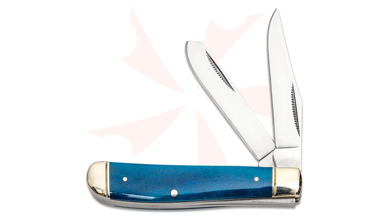 Cold Steel Mini Trapper Folding Knife, Blue Bone Handles, 3.5 inch Closed
