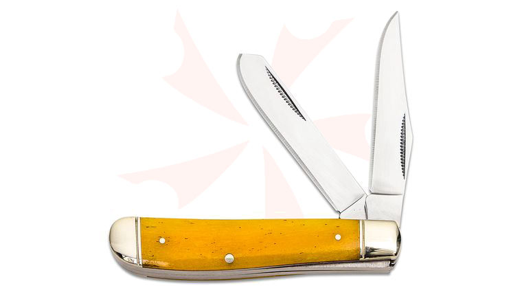 Cold Steel Mini Trapper Folding Knife, Yellow Bone Handles, 3.5 inch Closed