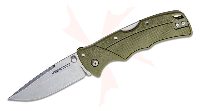 Cold Steel Verdict Folding Knife 3 inch 4116 Stonewashed Spear Point Blade, OD Green GFN Handles