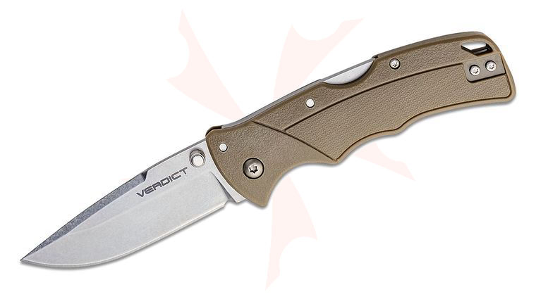 Cold Steel Verdict Folding Knife 3 inch 4116 Stonewashed Spear Point Blade, Flat Dark Earth GFN Handles