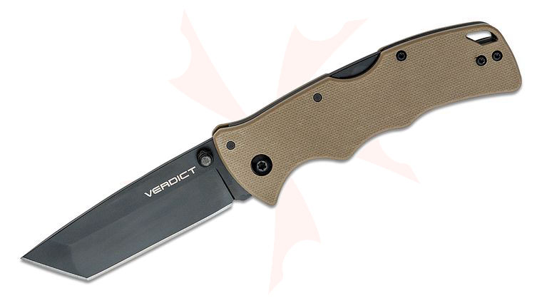 Cold Steel Verdict Folding Knife 3 inch AUS-10A Black DLC Tanto Blade, Flat Dark Earth G10 Handles