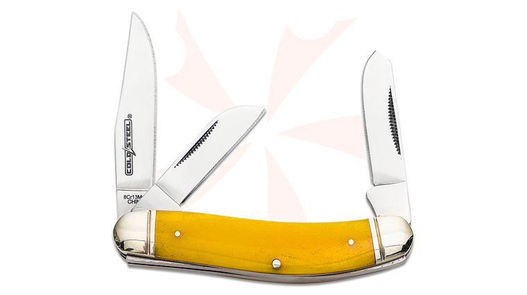 Cold Steel Gentlemen's Stockman Folding Knife, Yellow Bone Handles, 3.75 inch Closed
