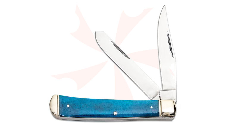 Cold Steel Trapper Folding Knife, Blue Bone Handles, 4.125 inch Closed