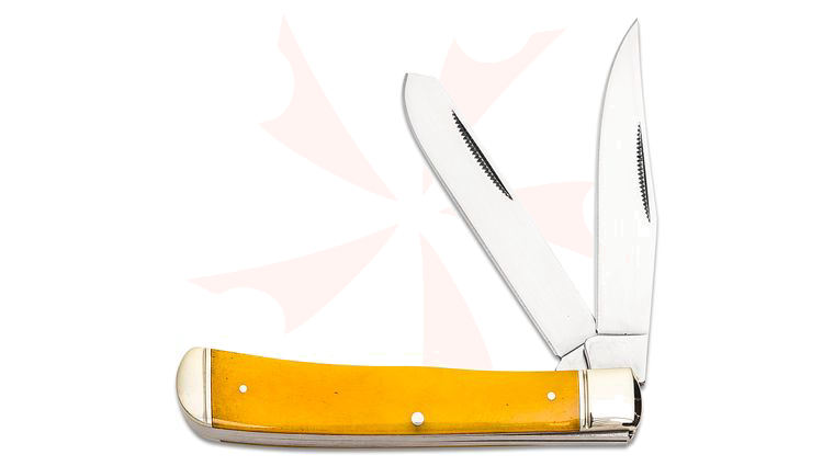 Cold Steel Trapper Folding Knife, Yellow Bone Handles, 4.125 inch Closed