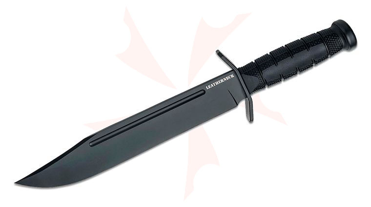Cold Steel Leatherneck Bowie Fixed Blade Knife 10.5 inch D2 Black Powder Coated Blade, Kray-Ex Handles, Secure-Ex Sheath 