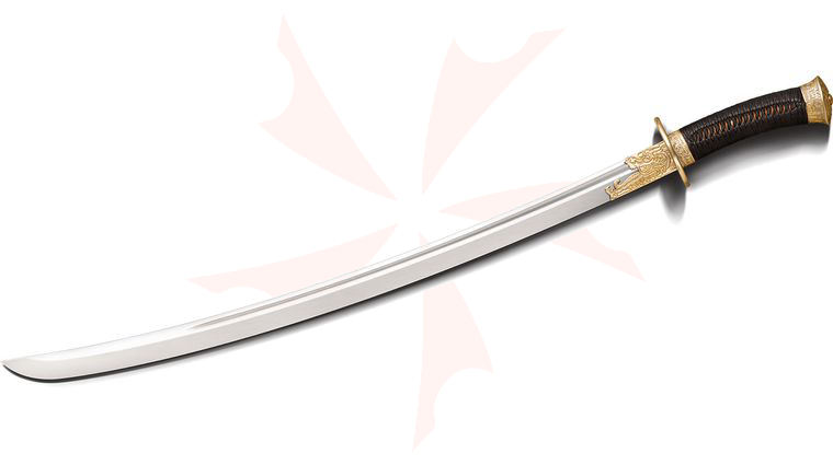 Cold Steel Chinese Saber 36.25 inch Overall, 1060 Carbon Steel Blade, Hardwood Handle with Silk Wrap, Hardwood Scabbard