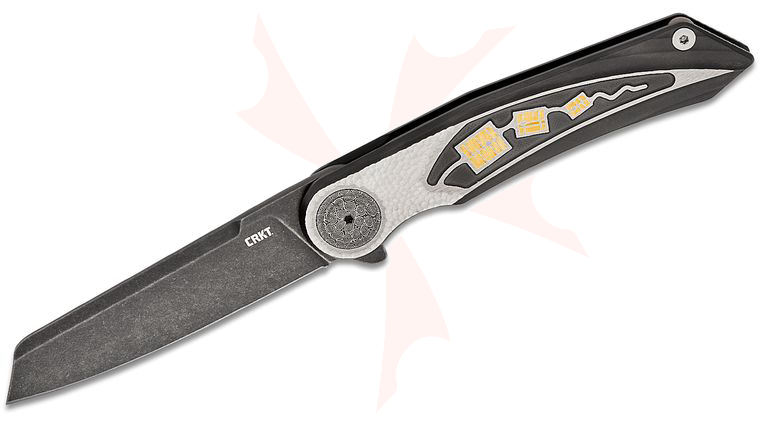 Columbia River CRKT 4014 Michael Walker Limited Edition Fortuitous Liner Lock Flipper Knife 3.51 inch CPM-MagnaCut Black Reverse Tanto Blade, Milled Black Flourish Titanium Handles, Damasteel Pivot