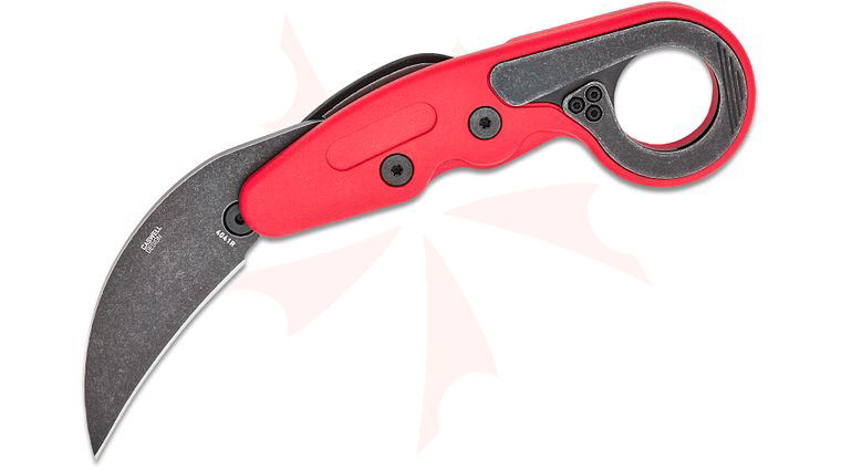 Columbia River CRKT 4041R Kinematic Provoke Folding Karambit 2.47 inch 1.4116 Black Stonewashed Plain Blade, Red Grivory Handles