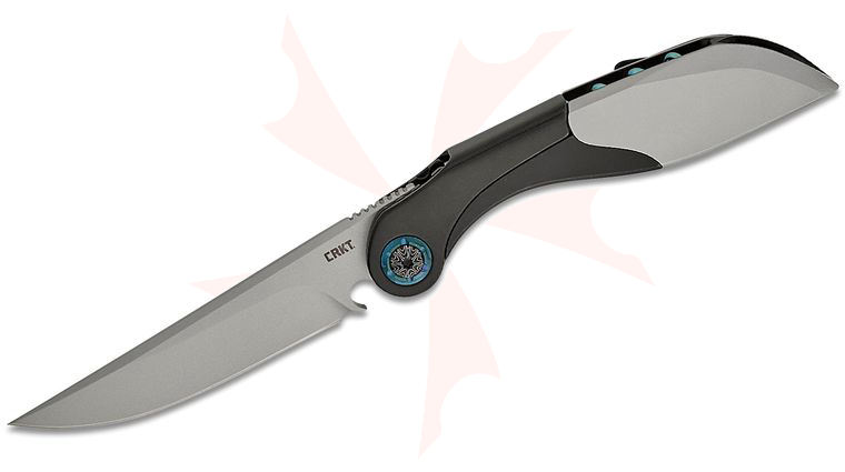 Columbia River CRKT 5670 Princeton Wong Fial Liner Lock Front Flipper Knife 3.62 inch 12C27 Bead Blasted Drop Point Blade, Black/Gray Stainless Steel Handles, Folding Corkscrew