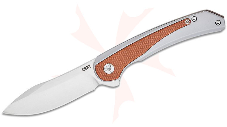 Columbia River CRKT 6070 Pedro Buzetti Padawan Frame Lock Flipper Knife 3.01 inch 14C28N Brushed Satin Drop Point Blade, Stainless Steel Handles with Brown Micarta Overlay