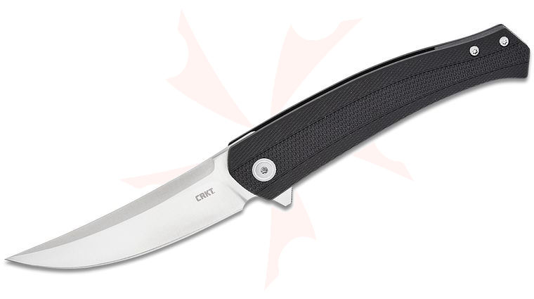 Columbia River CRKT 7060 Richard Rogers Persian Assisted Liner Lock Flipper Knife 3.44 inch D2 Satin Plain Blade, Black Glass-Reinforced Nylon GRN Handles
