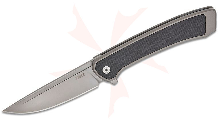 Columbia River CRKT 7077 Richard Rogers Q Compact Liner Lock Flipper Knife 2.95 inch S35VN Bead Blast Drop Point Blade, Gray Aluminum Handles with Black G10 Inlays 